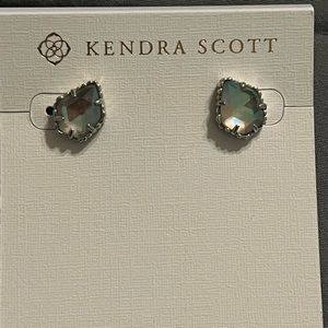 Kendra Scott Tessa earrings in silver dichroic. These are in EUC.